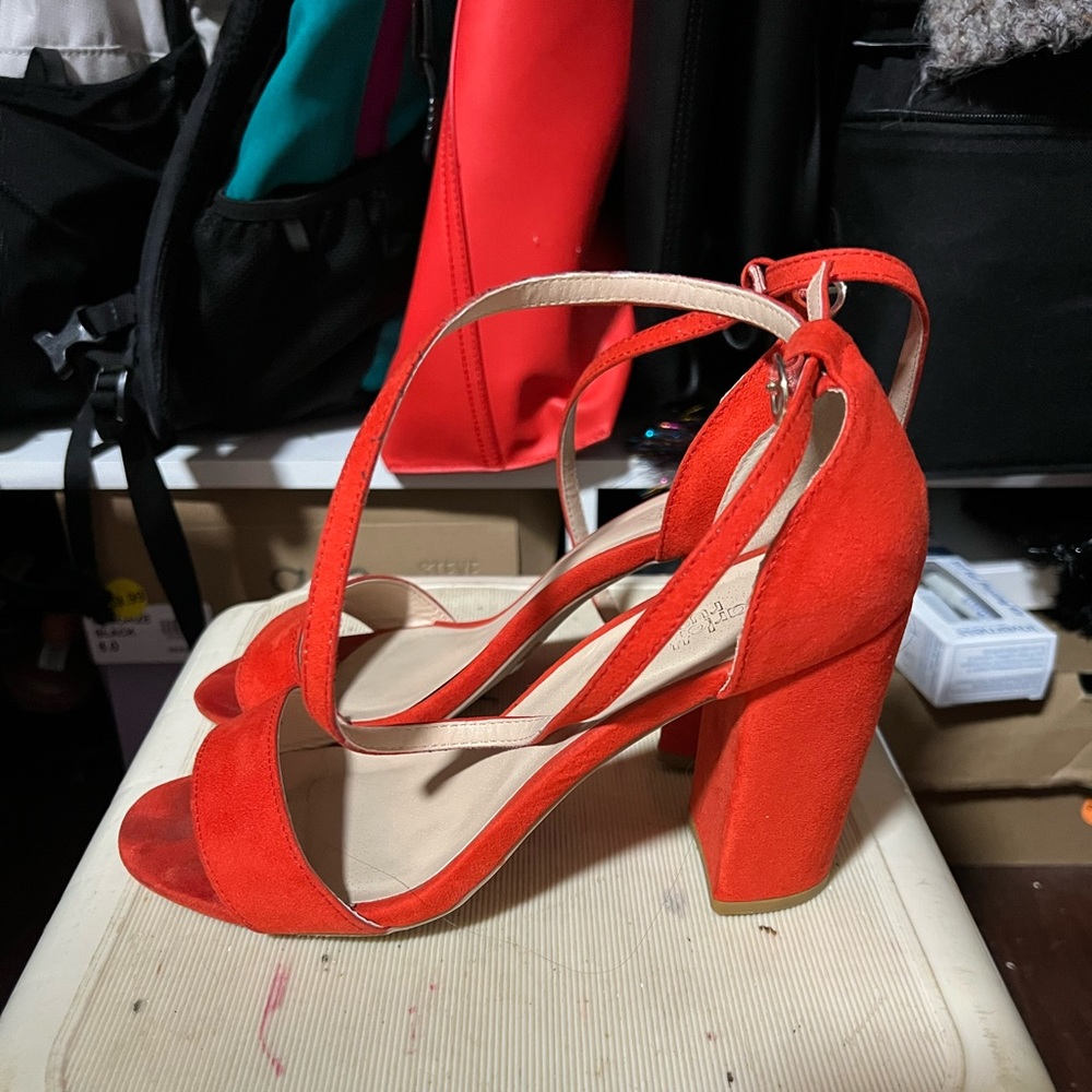 Orange suede heels